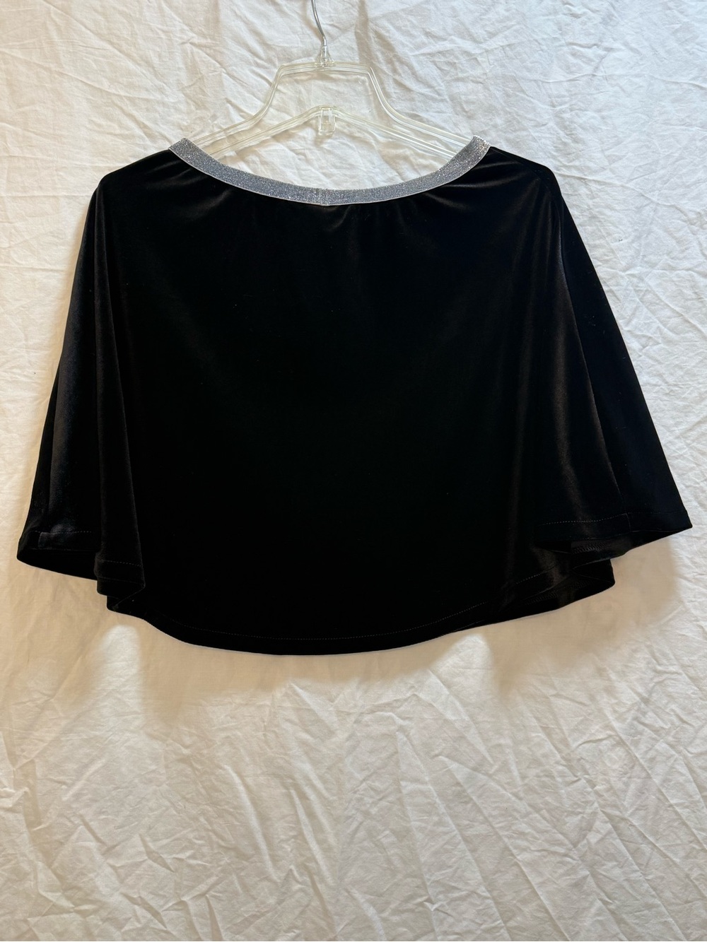 Vintage 1990’s Lands' End Black Velvet Capelet with Silver Trim